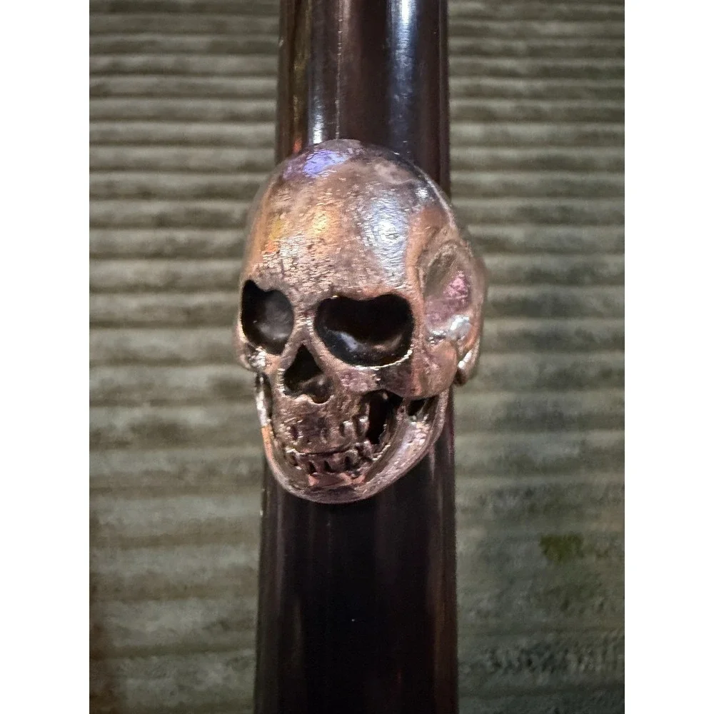Gothic Skull Ring Silver Tone Punk Biker Statement Ring Size:‎ 9.75